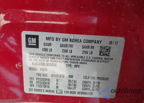 2018 Buick Encore Preferred z USA, uszkodzony, nr VIN KL4CJASB5JB536506